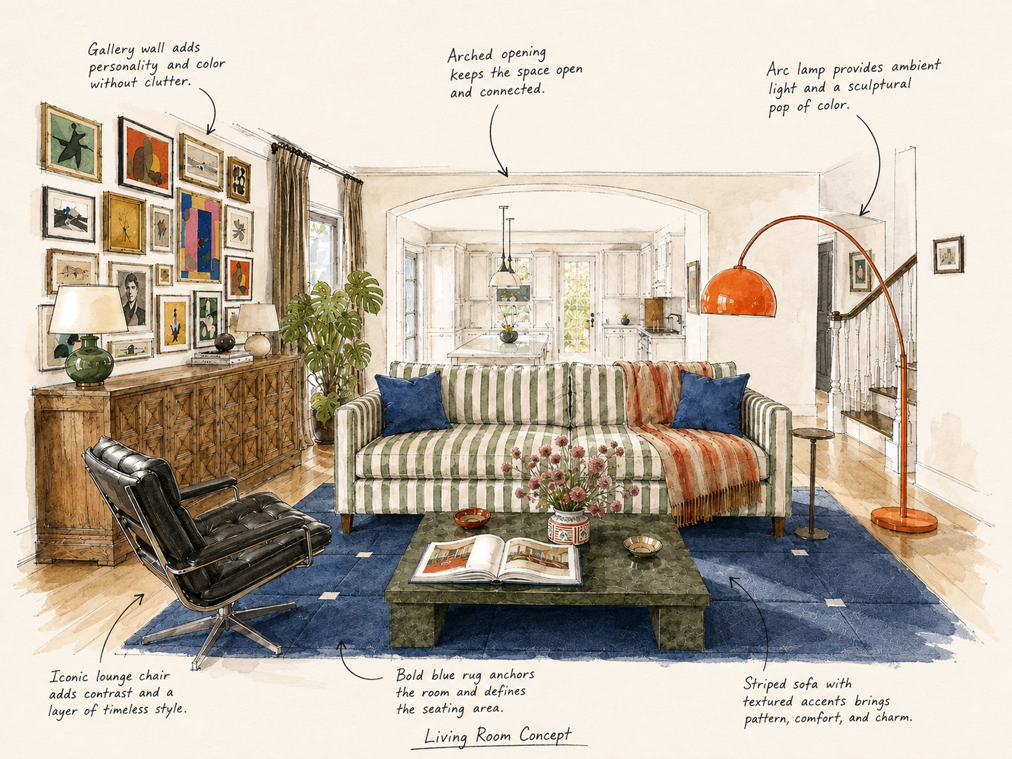 Concept sketch — the vision for the living room