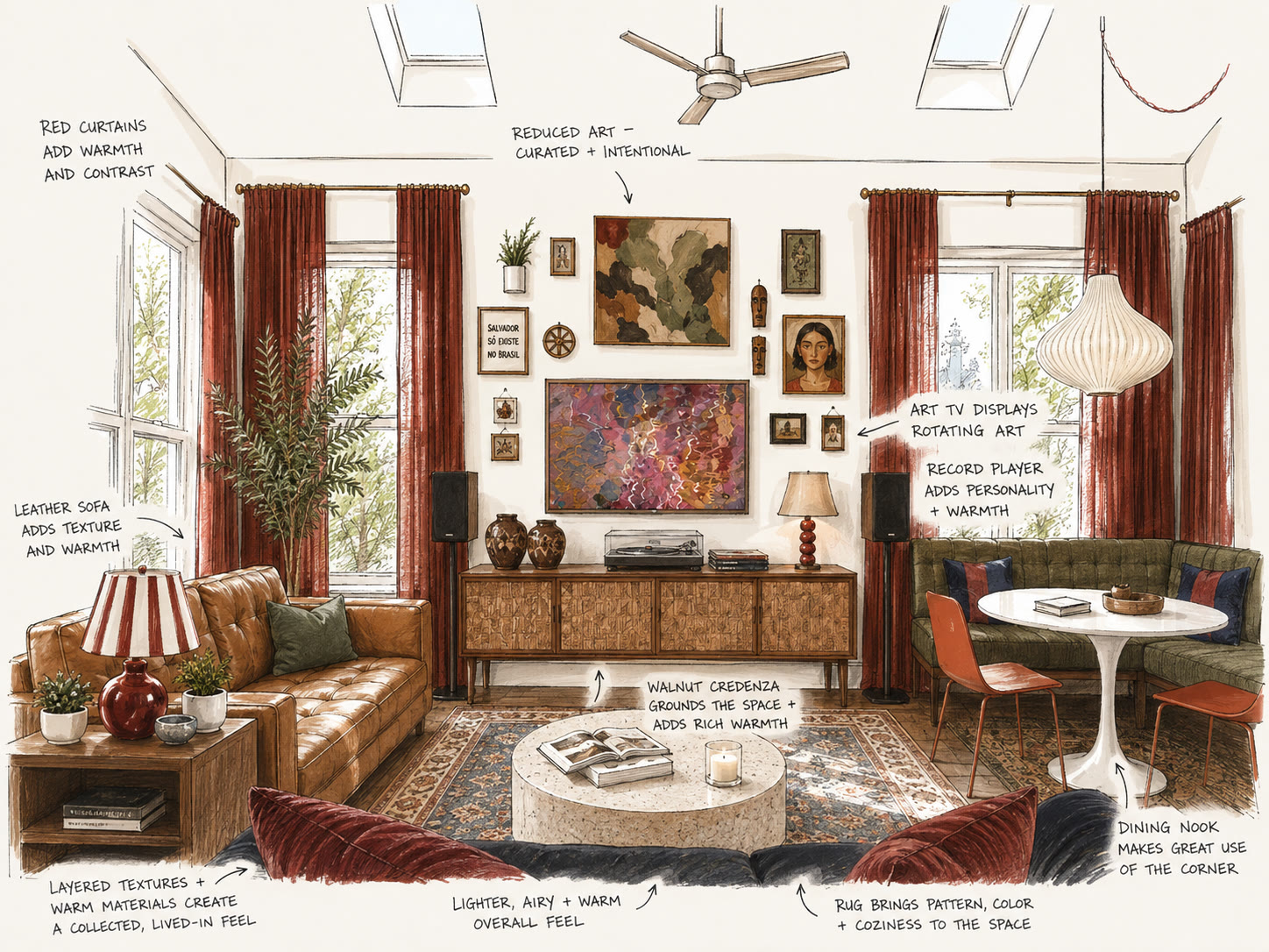 Concept sketch — the vision for the living room