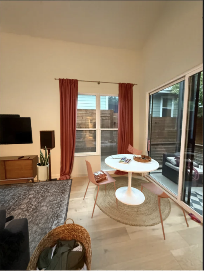 Colorful Eclectic Living Room — Before, View 1