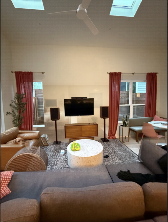 Colorful Eclectic Living Room — Before, View 2