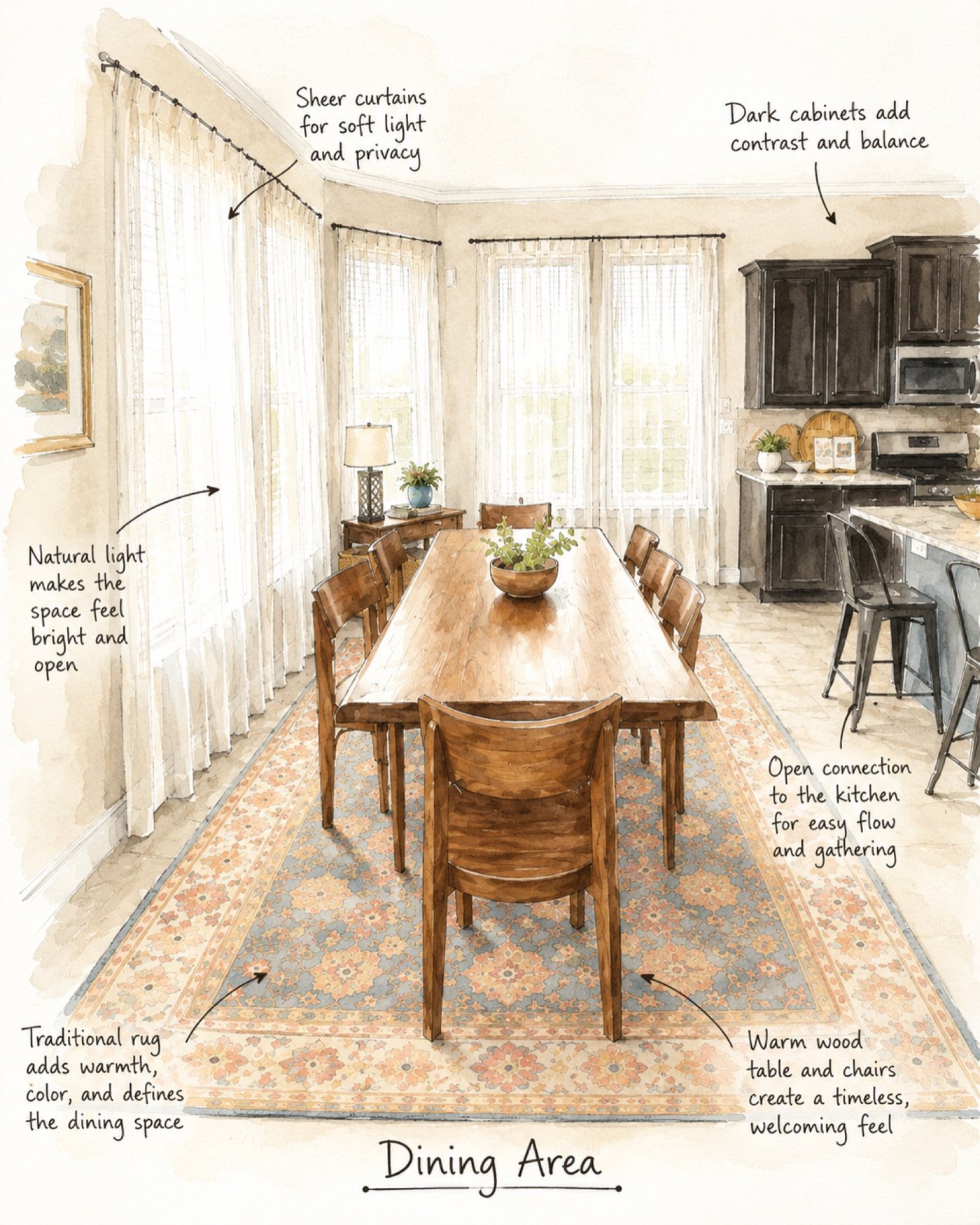 Concept sketch — the vision for the dining room