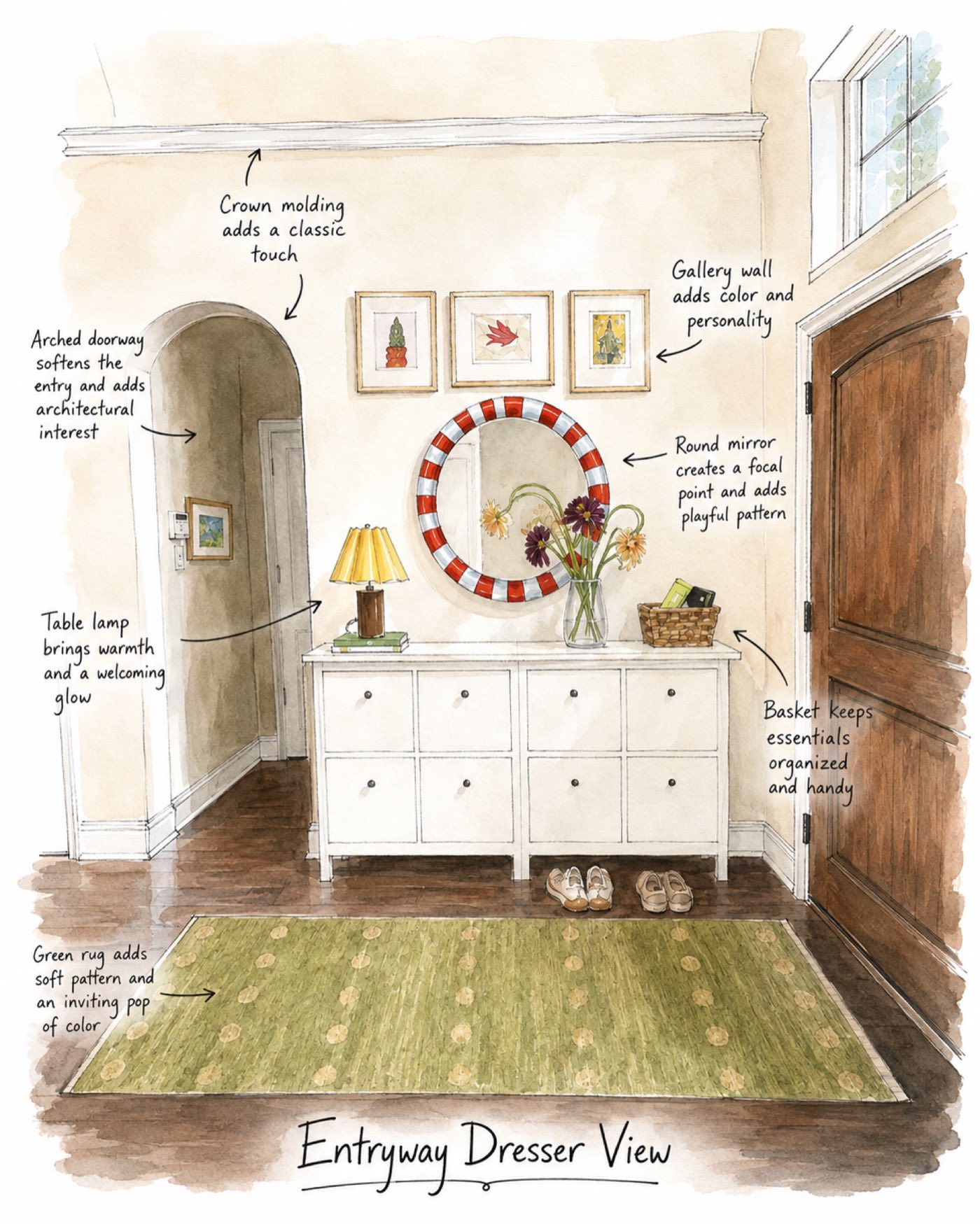 Concept sketch — the vision for the entryway console
