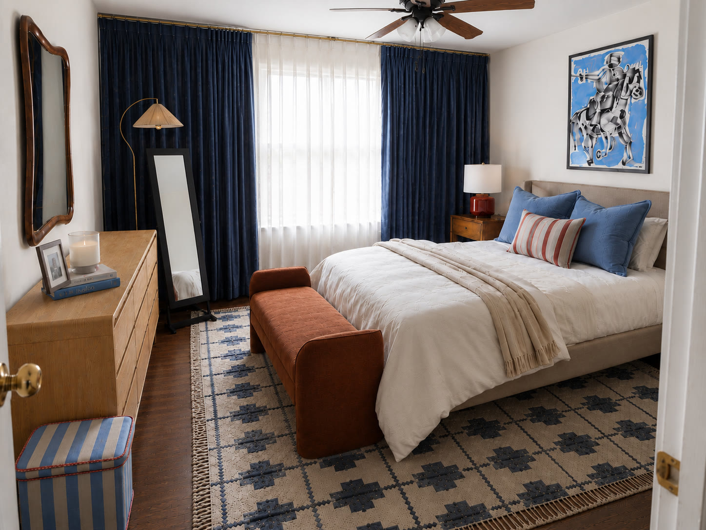 Navy & Rust Guest Room