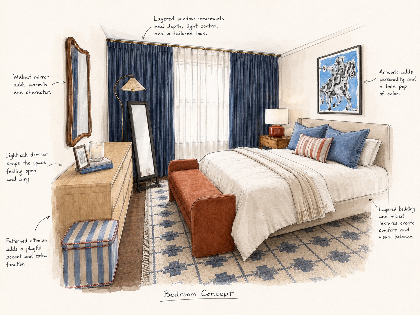 Concept sketch — the vision for the guest room