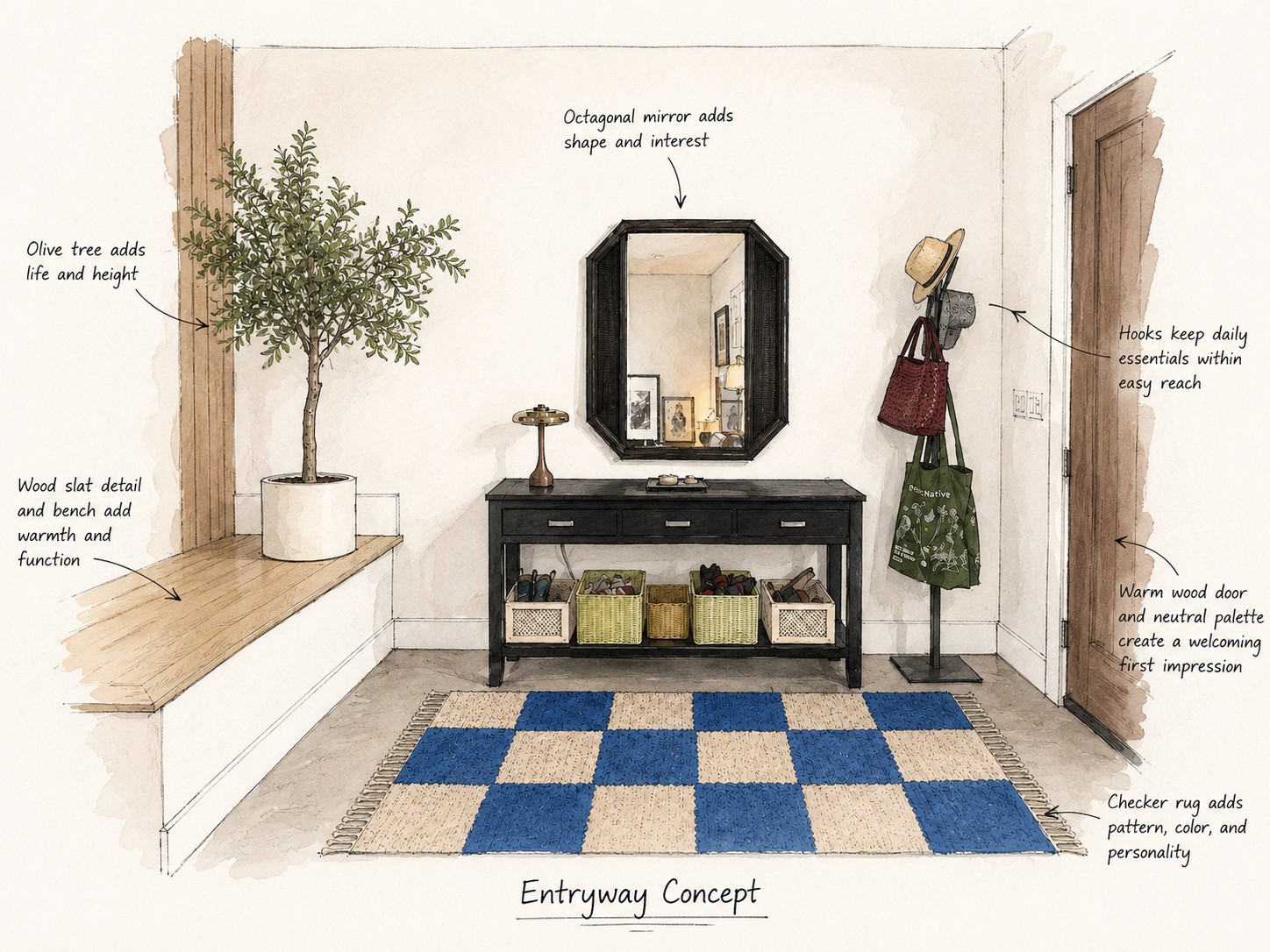 Concept sketch — the vision for the entryway